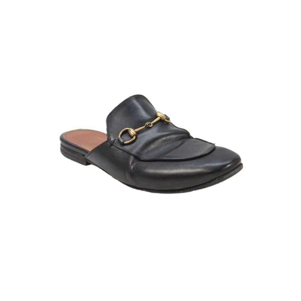 Gucci Womens Slip On Horsebit Leather Princetown Mules Black Size 38